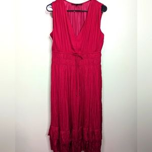 White House Black Market Pink Sleeveless Satin Midi Dress Size M